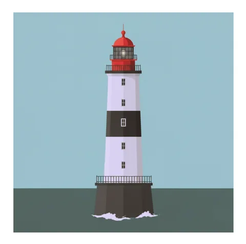 Phare blanc, noir et rouge, symbole de la formation au management